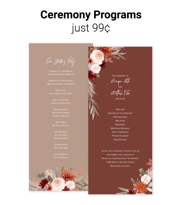 99¢ Ceremony Programs